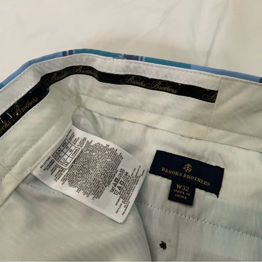 Brooks Brothers Shorts Men’s Size 32 Blue Plaid Chino Beach Boat Preppy Golf New
